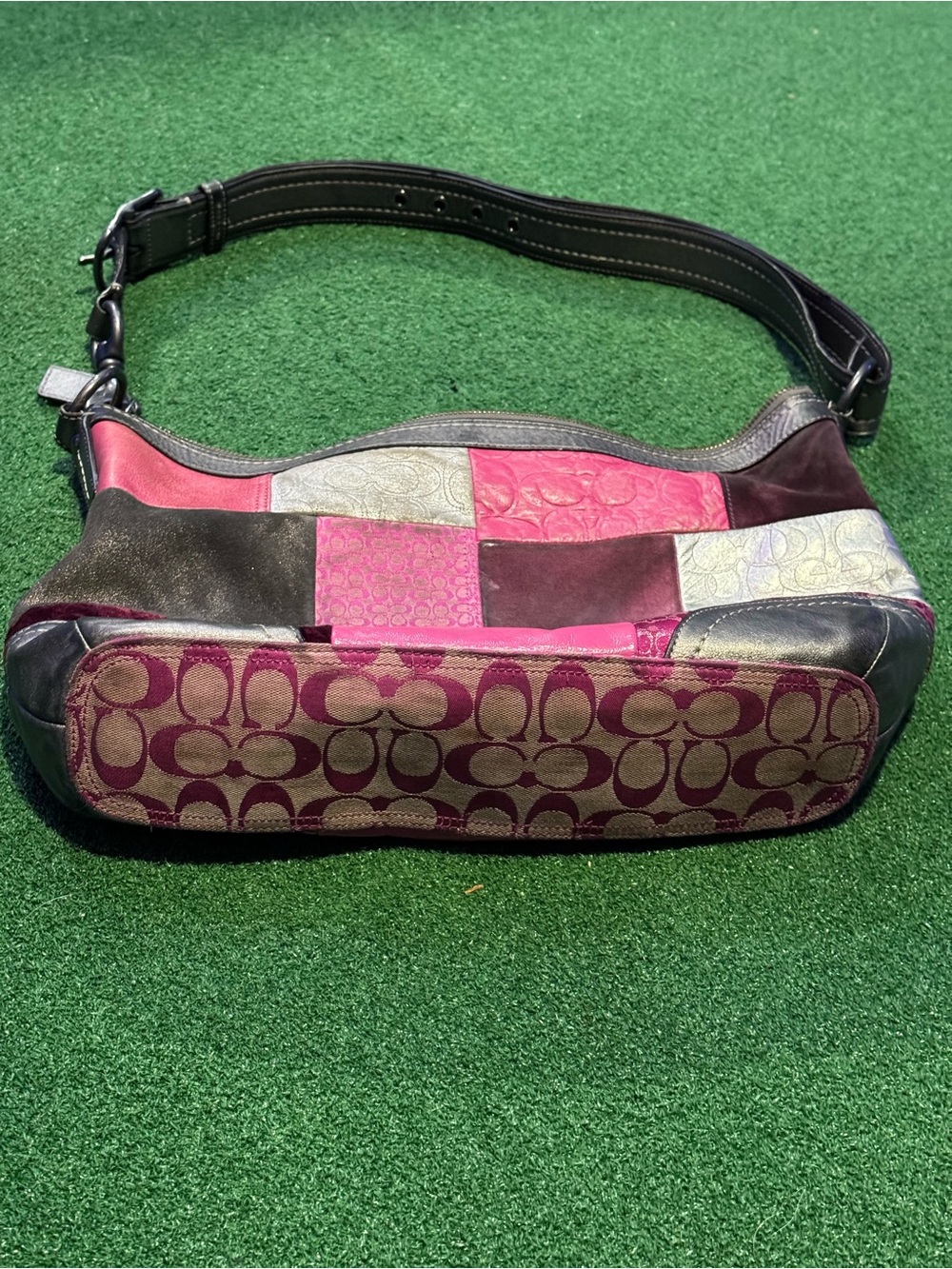 Coach SOHO Patchwork Crossbody Shoulder Bag in Pink, Magenta and Silver - Picture 5 of 12
